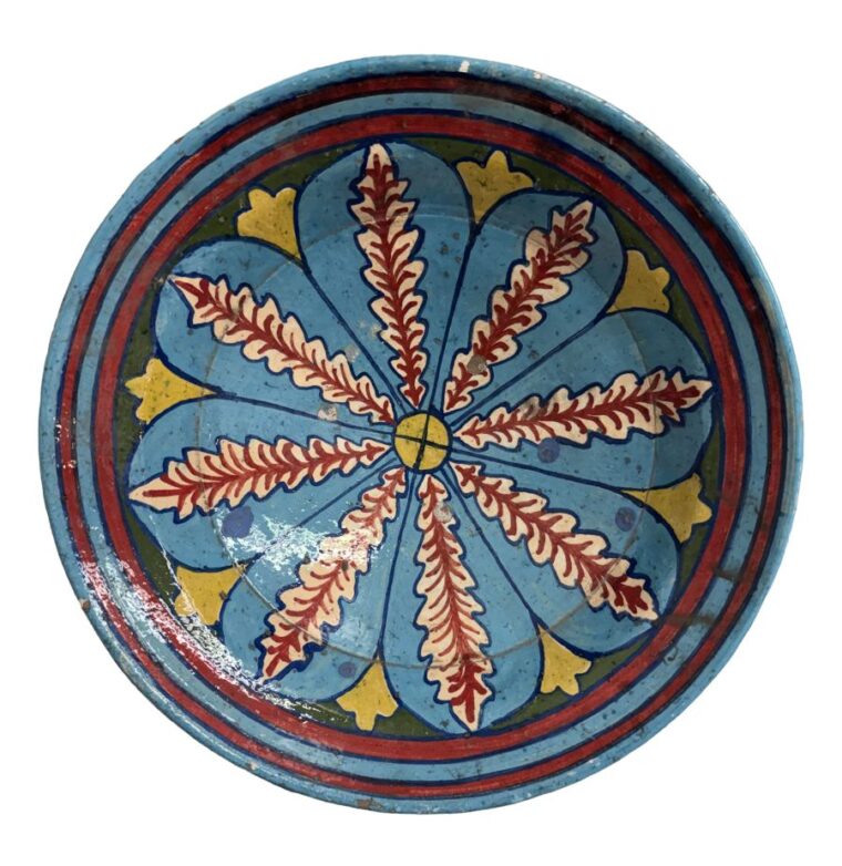 Vintage Blue and Red Vintage Morrocan Plate