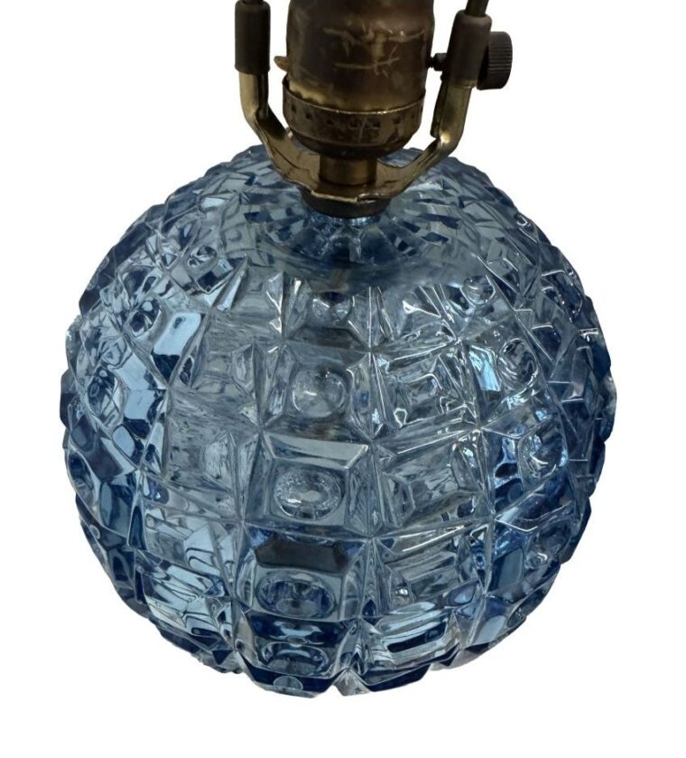 Pair of Vintage Mid-Century Modern Blue Glass Lamps - Image 3