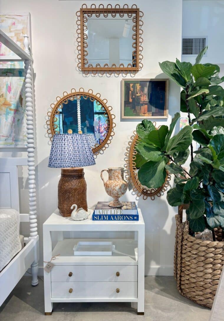 Mid-Century Style Square Rattan and Bamboo Mirror - Image 3