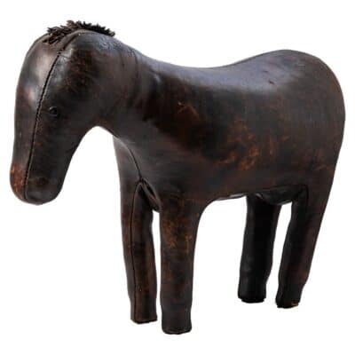 Antique English Leather Horse Footstool