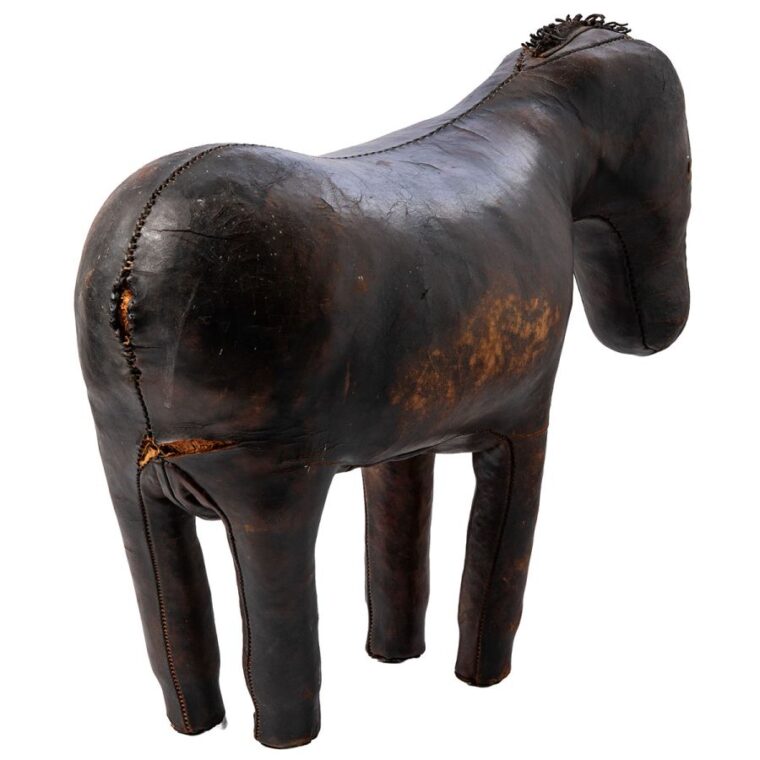 Antique English Leather Horse Footstool - Image 3