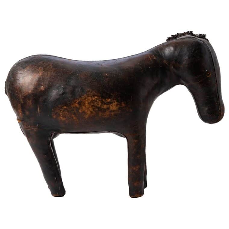 Antique English Leather Horse Footstool - Image 4
