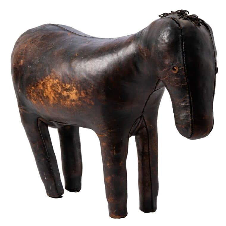 Antique English Leather Horse Footstool - Image 5