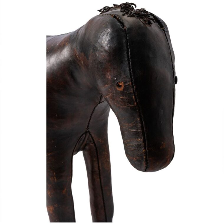 Antique English Leather Horse Footstool - Image 6