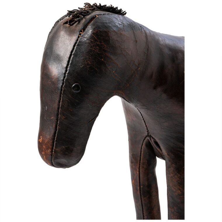 Antique English Leather Horse Footstool - Image 7