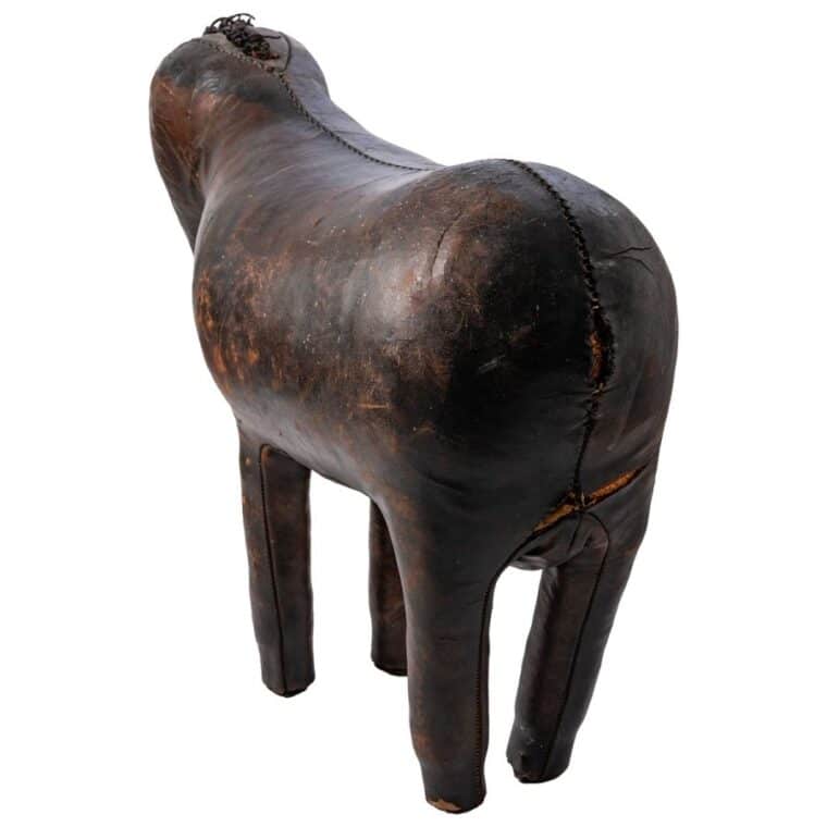 Antique English Leather Horse Footstool - Image 8