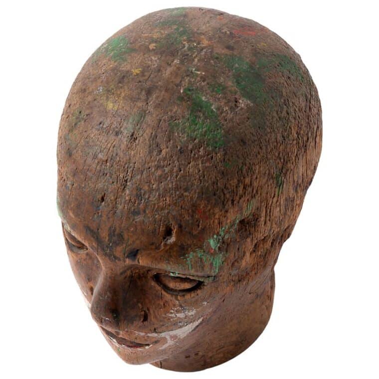 Antique Belgian Wooden Head - Image 10