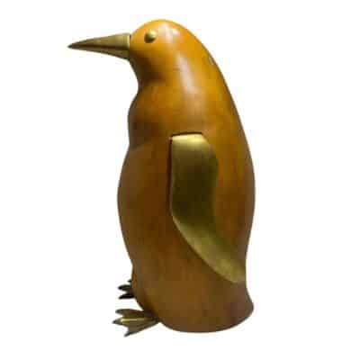 Vintage Wood and Brass Penguin Sculupture