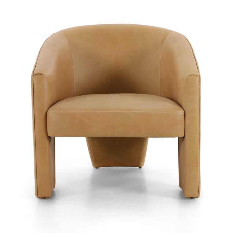 Three Legged Italian Leather Arm Chair - Image 3