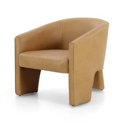 Three Legged Italian Leather Arm Chair
