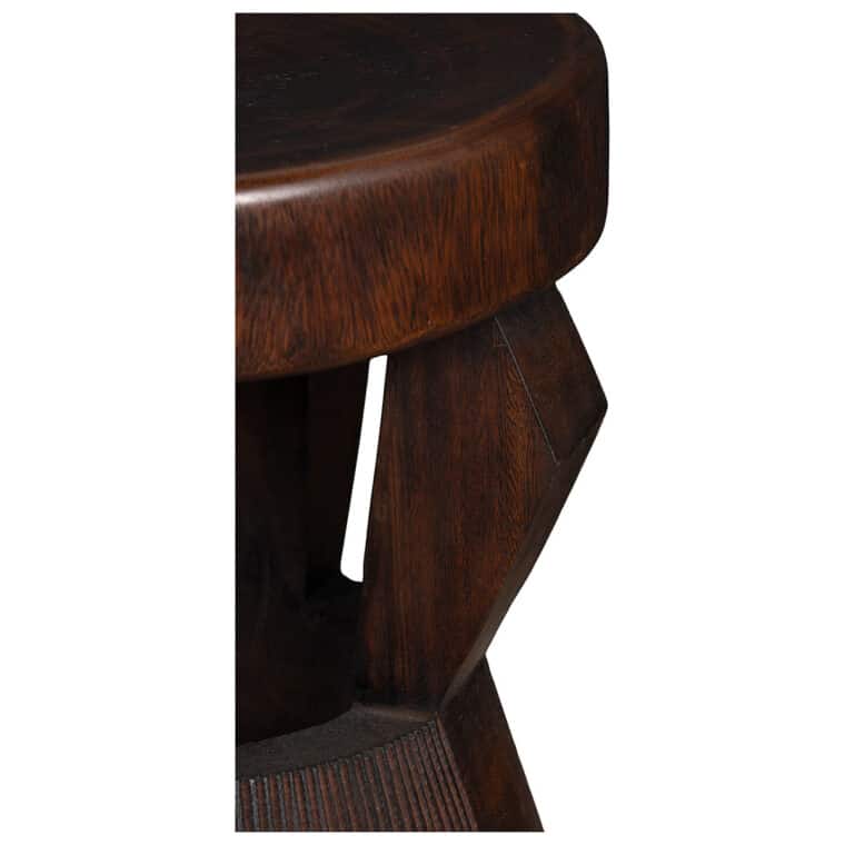 Hand Carved Suar Wood Stool - Image 2