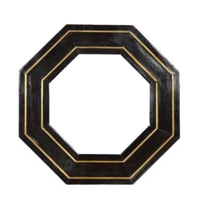 Octagonal Ebonized and Brass Inlaid Mirror