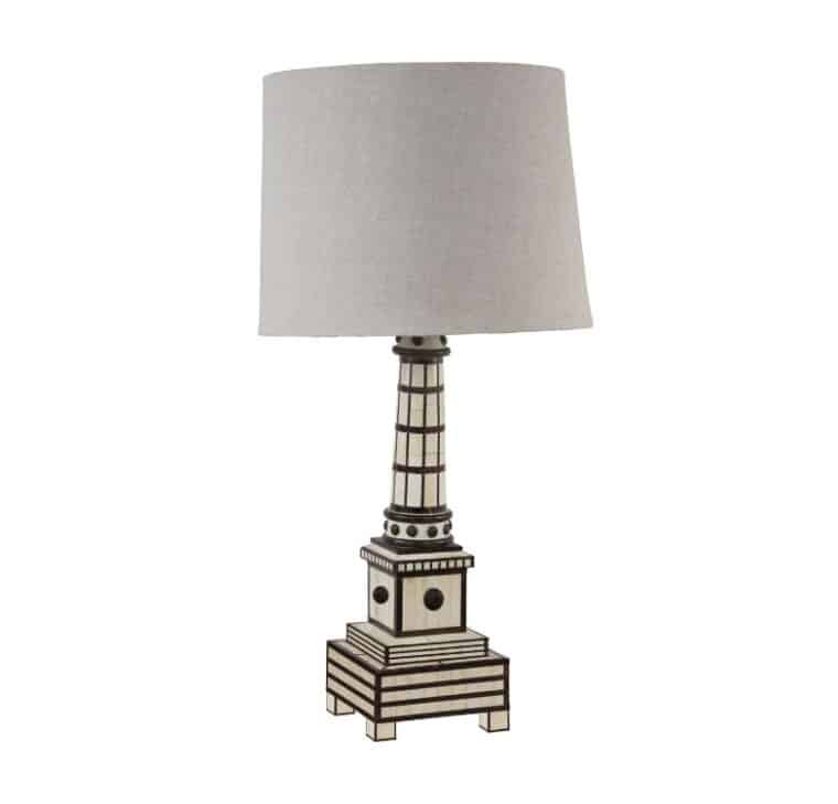 Black and Ivory Bone Inlaid Table Lamp