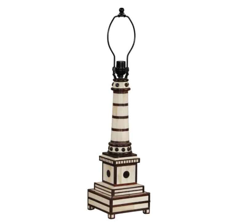 Black and Ivory Bone Inlaid Table Lamp - Image 2