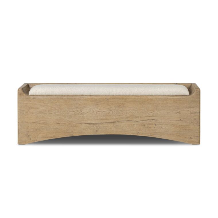 Oak Storage Bench with Upholstered Lift Up Top - Image 2