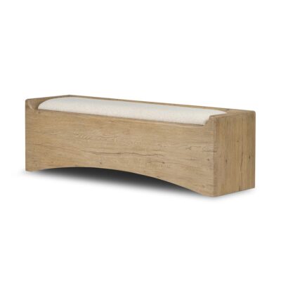 Oak Storage Bench with Upholstered Lift Up Top