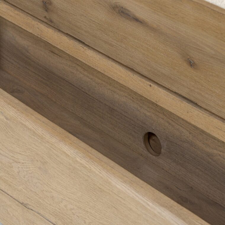 Oak Storage Bench with Upholstered Lift Up Top - Image 9