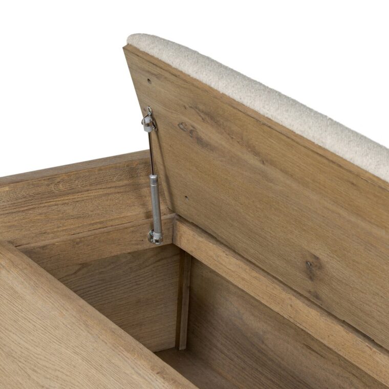 Oak Storage Bench with Upholstered Lift Up Top - Image 10