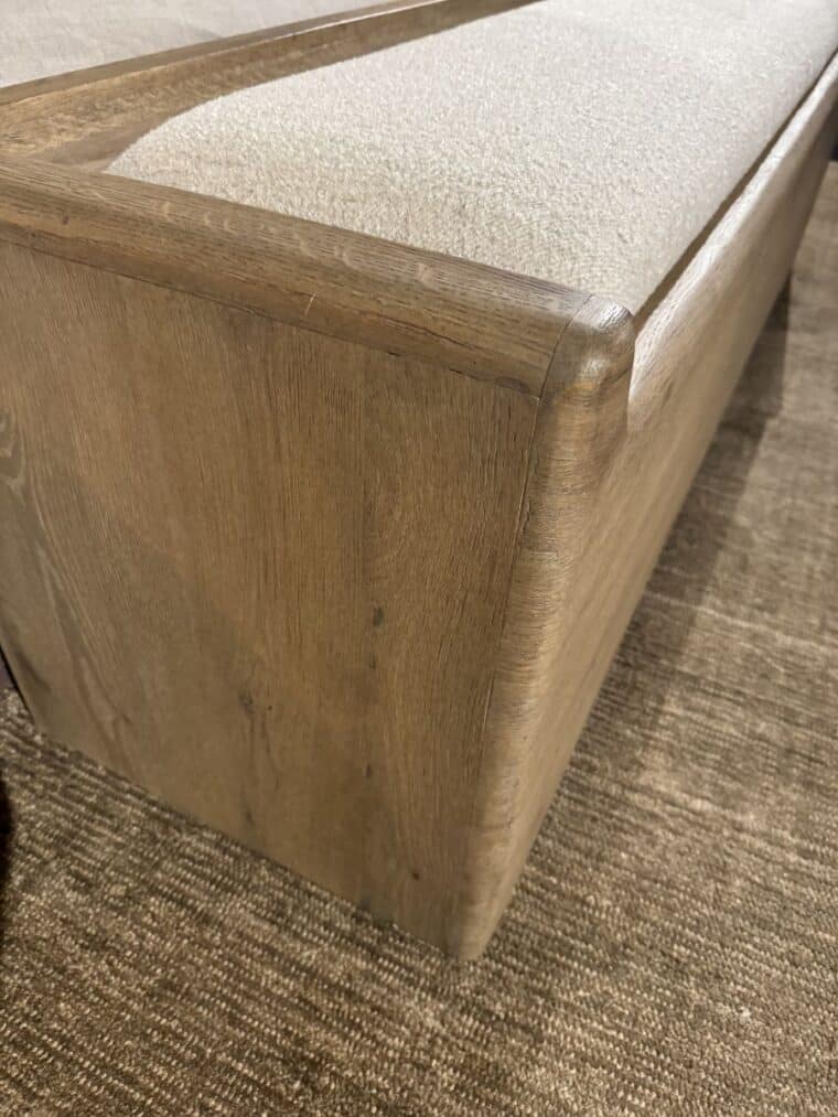 Oak Storage Bench with Upholstered Lift Up Top - Image 18