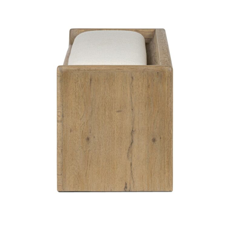 Oak Storage Bench with Upholstered Lift Up Top - Image 5