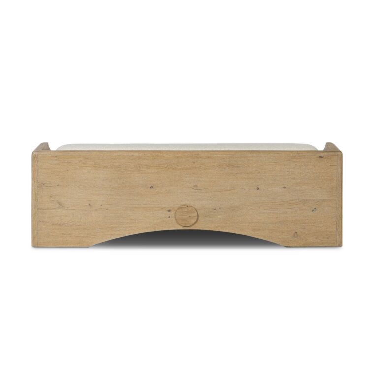 Oak Storage Bench with Upholstered Lift Up Top - Image 3