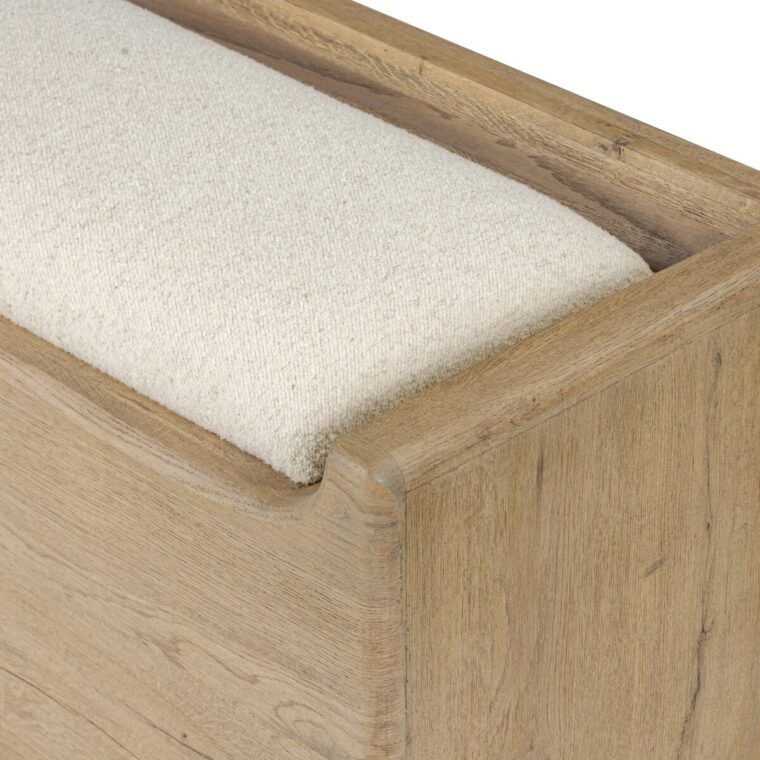 Oak Storage Bench with Upholstered Lift Up Top - Image 11