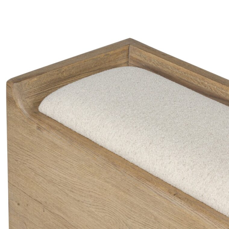 Oak Storage Bench with Upholstered Lift Up Top - Image 7