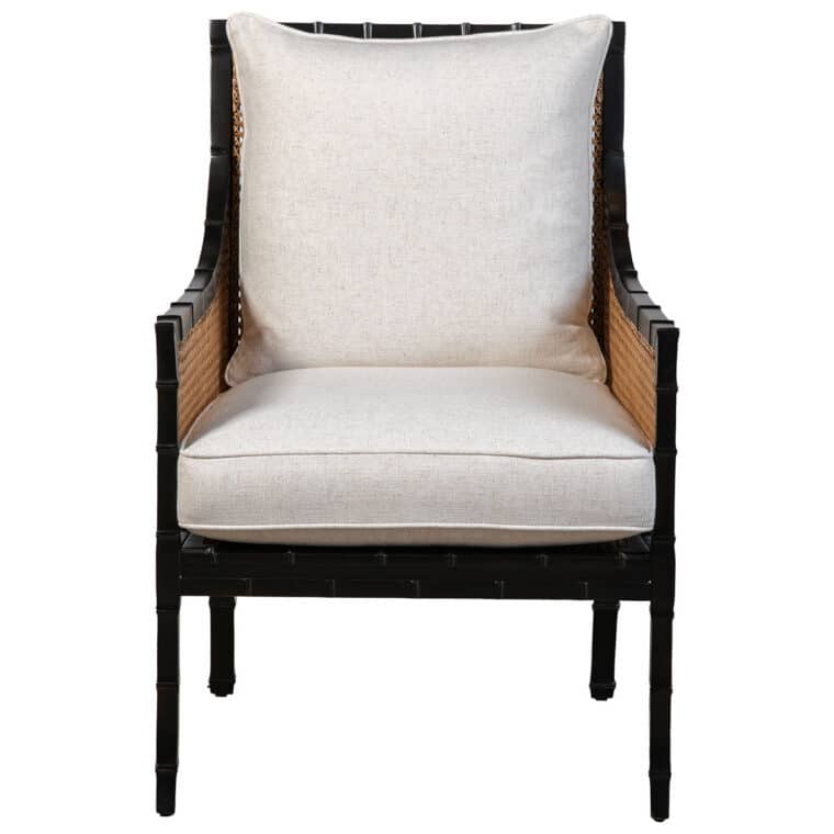 Beau Black Mahogany and Caned Arm Chair - Image 2