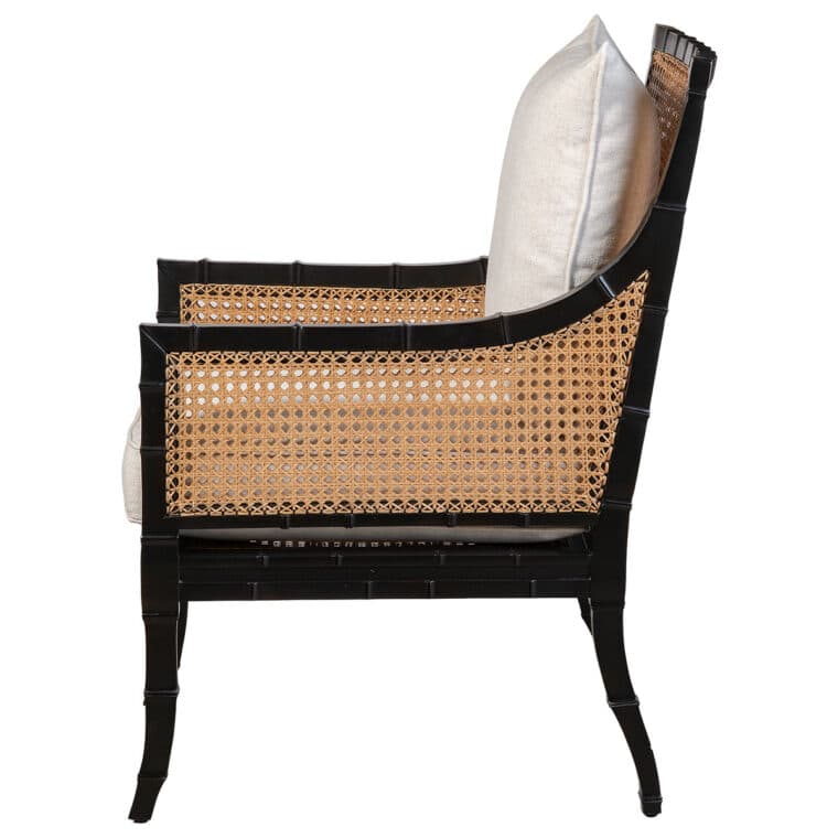 Beau Black Mahogany and Caned Arm Chair - Image 3