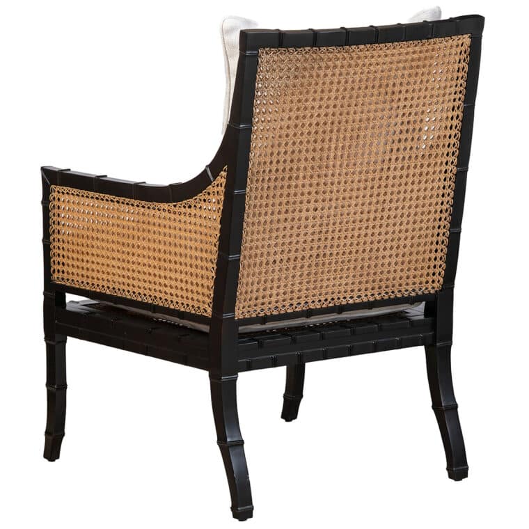 Beau Black Mahogany and Caned Arm Chair - Image 4