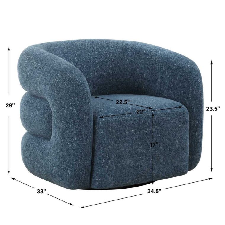 Blueberry Chenille Swivel Barrel Style Chair - Image 7