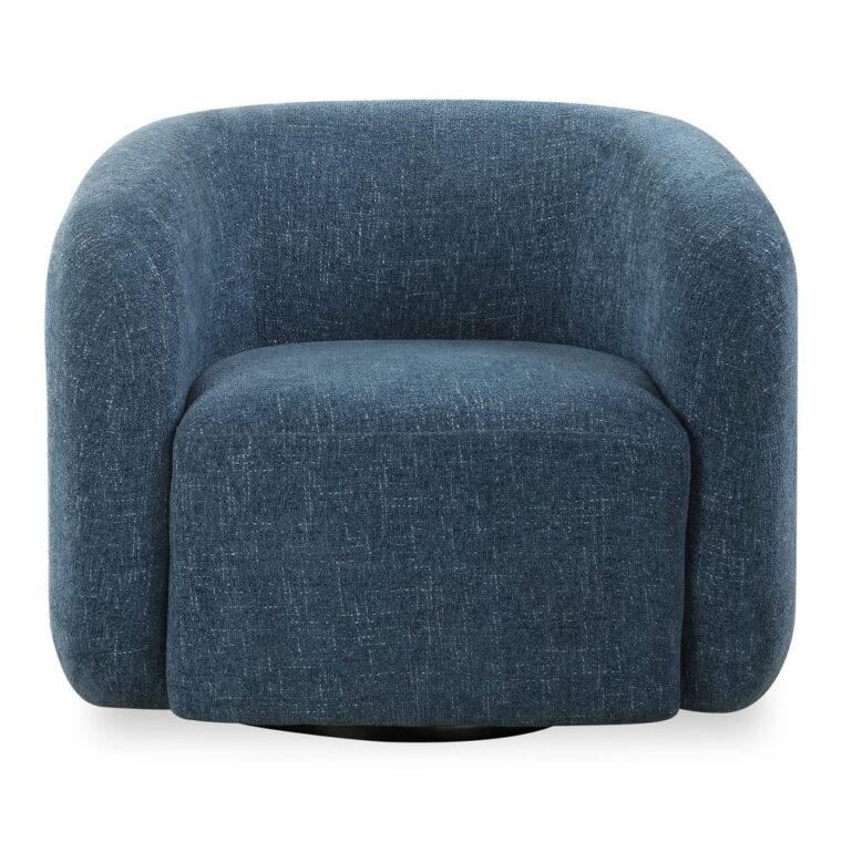 Blueberry Chenille Swivel Barrel Style Chair - Image 2