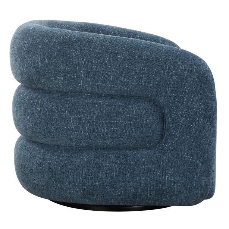 Blueberry Chenille Swivel Barrel Style Chair - Image 3