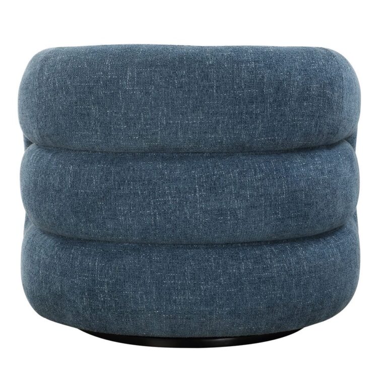 Blueberry Chenille Swivel Barrel Style Chair - Image 4
