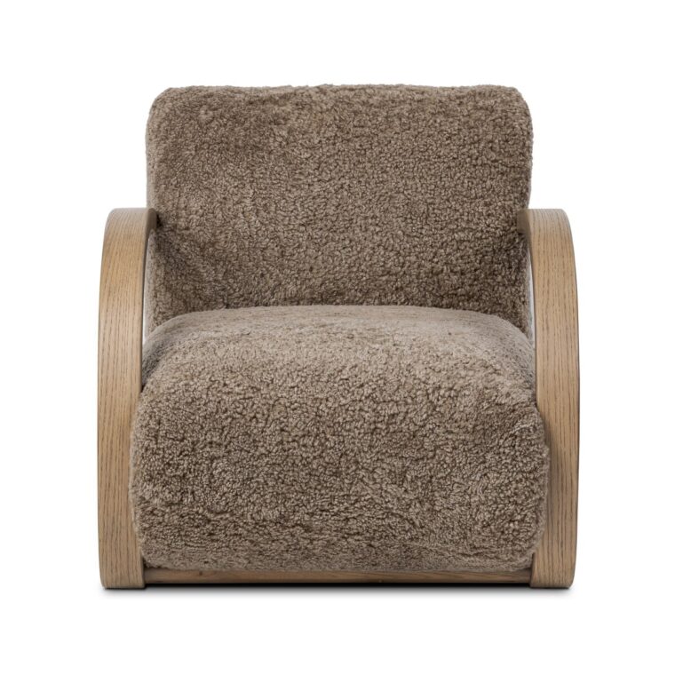 Low Slung Shearling Chair with Bent Wood Frame - Image 2