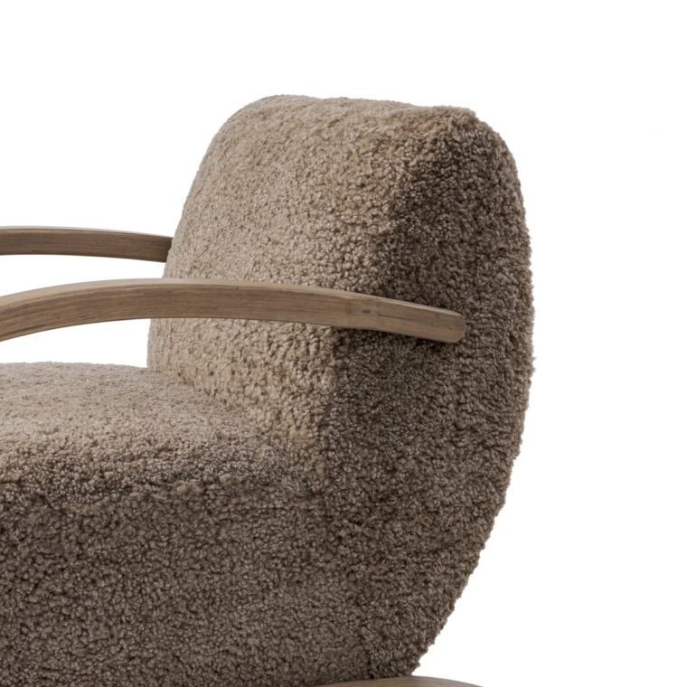 Low Slung Shearling Chair with Bent Wood Frame - Image 5