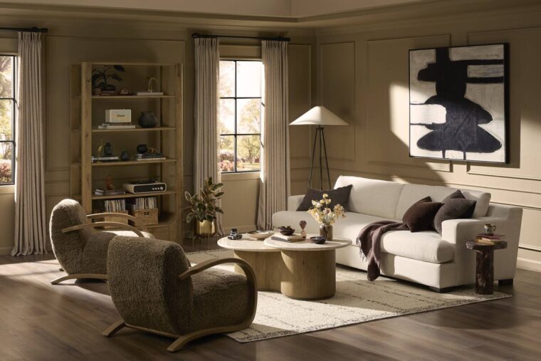 Low Slung Shearling Chair with Bent Wood Frame - Image 16