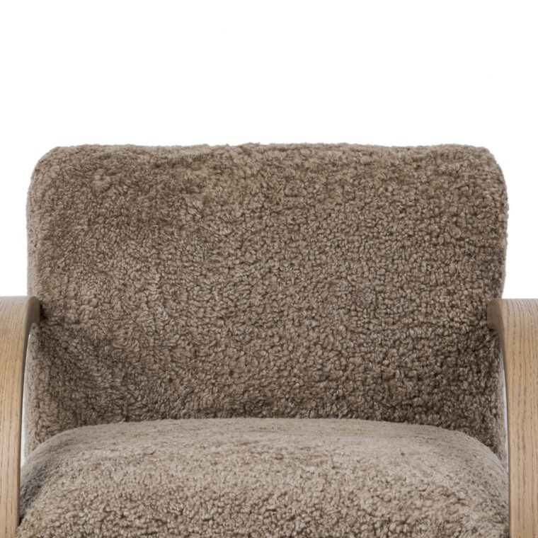 Low Slung Shearling Chair with Bent Wood Frame - Image 12
