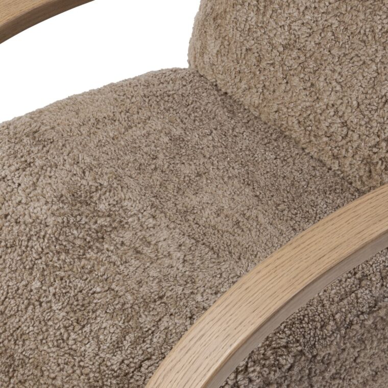 Low Slung Shearling Chair with Bent Wood Frame - Image 9