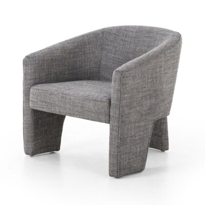 Three Legged Italian Smoke Performance Fabric Arm Chair