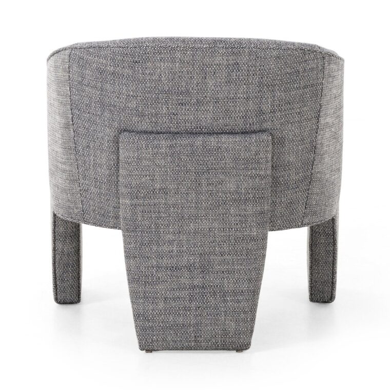 Three Legged Italian Smoke Performance Fabric Arm Chair - Image 4