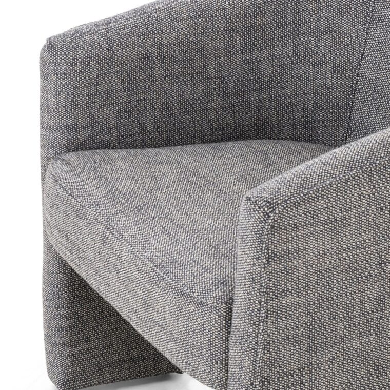 Three Legged Italian Smoke Performance Fabric Arm Chair - Image 6