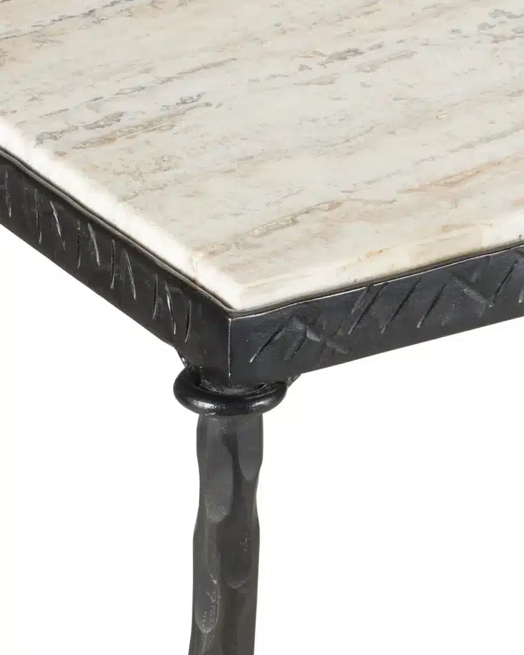 White Travertine Console Table - Image 4