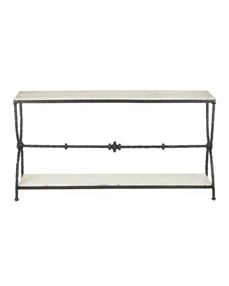 White Travertine Console Table - Image 2