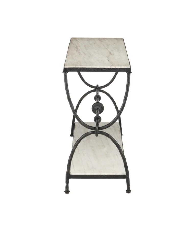 White Travertine Console Table - Image 3
