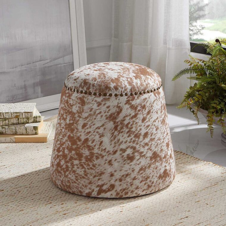 Faux Cow Hide Gumdrop Ottoman - Image 7