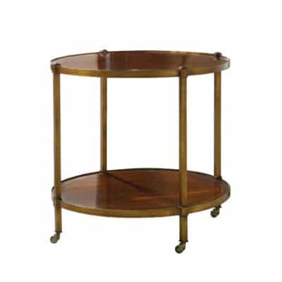 Round Mahogany Inlaid Table with Casters