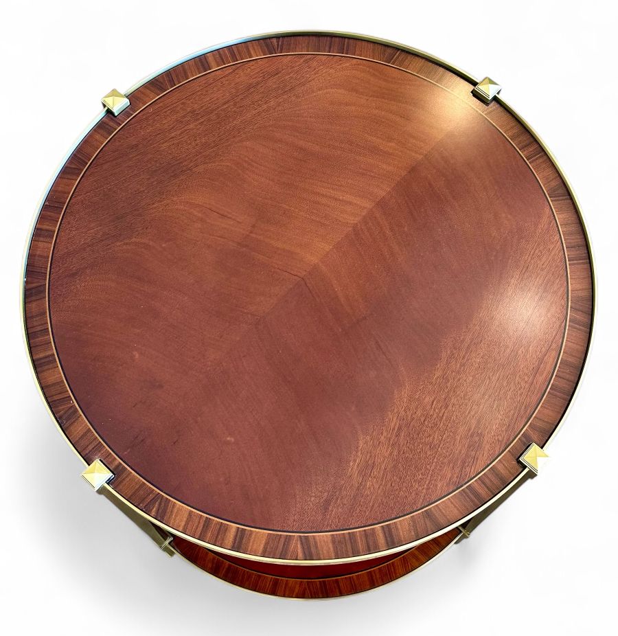 Round Mahogany Inlaid Table with Casters - Image 6