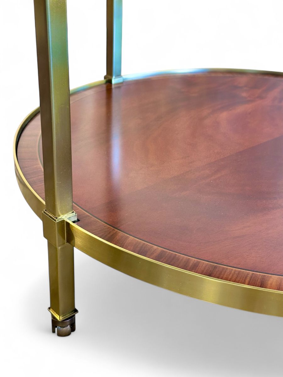 Round Mahogany Inlaid Table with Casters - Image 7