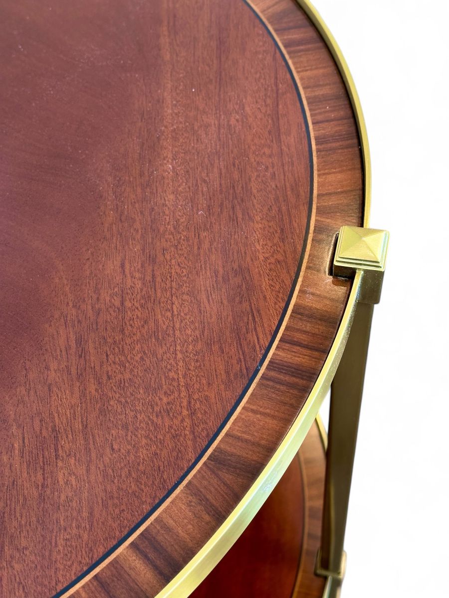 Round Mahogany Inlaid Table with Casters - Image 8